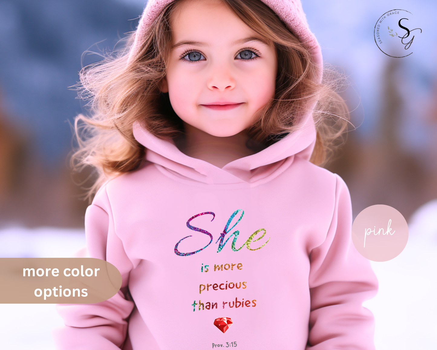 Copy of  She is more precious than rubies, sparkle, Youth/toddler hoodie