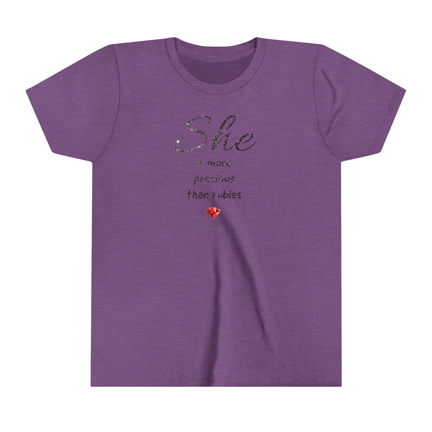 She is more precious than rubies, sparkle, Youth Short Sleeve Tee