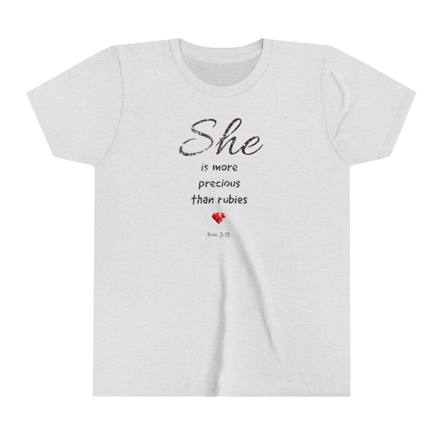 She is more precious than rubies, sparkle, Youth Short Sleeve Tee