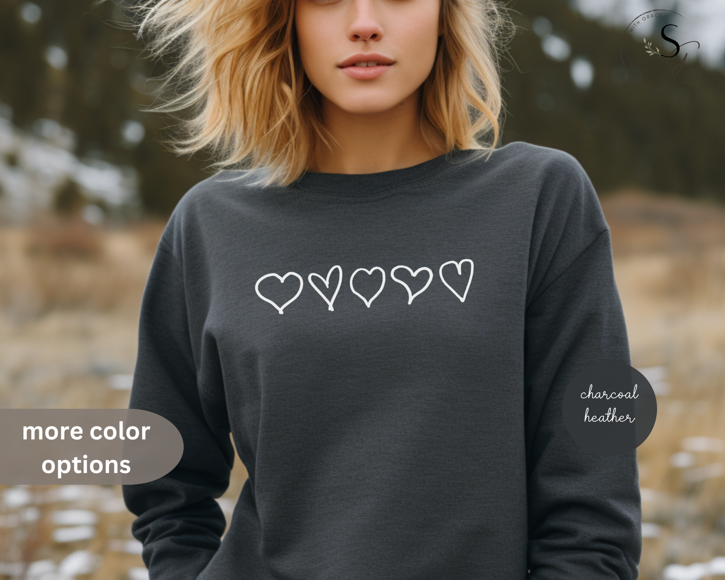 Lane Seven | custom, hand drawn, birth order hearts | sweatshirt