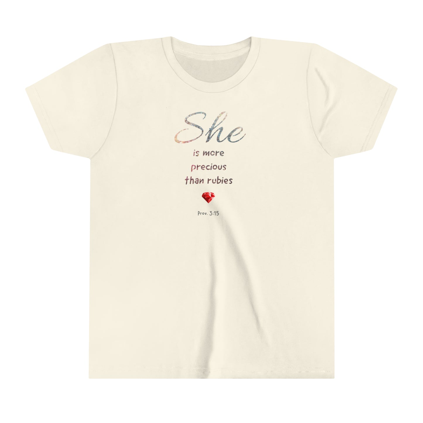 She is more precious than rubies, sparkle, Youth Short Sleeve Tee