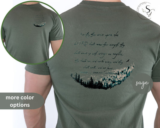 Comfort colors, front and back, Wings as Eagles shirt