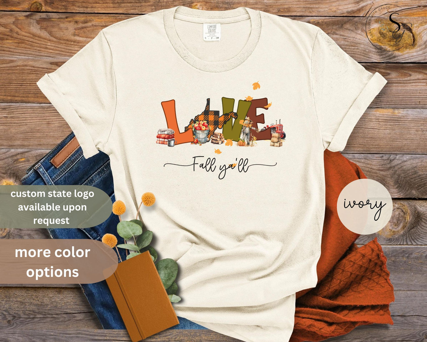 Love fall ya'll comfort colors t-shirt | WV Fall