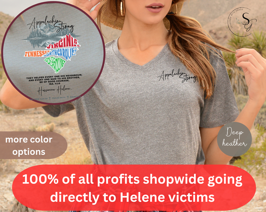 Hurricane Helene | V neck | Appalachia Strong | disaster victims