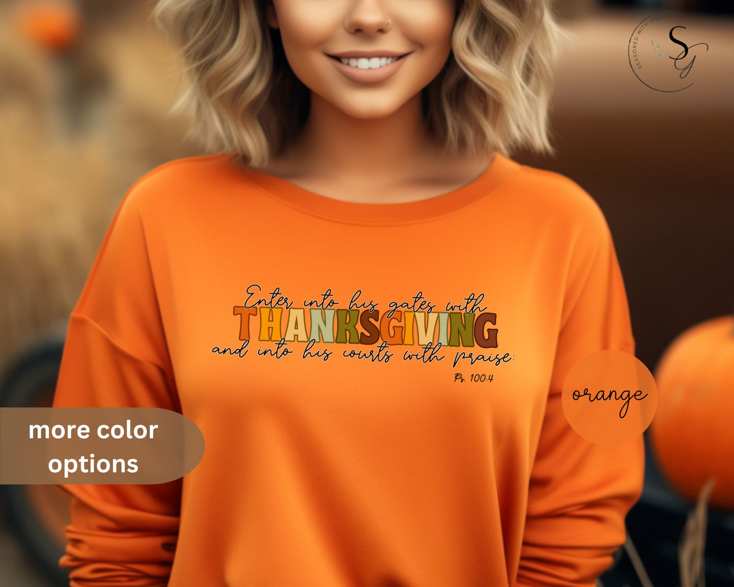 Enter into his gates with thanksgiving | KJV | fall Unisex Crewneck Sweatshirt