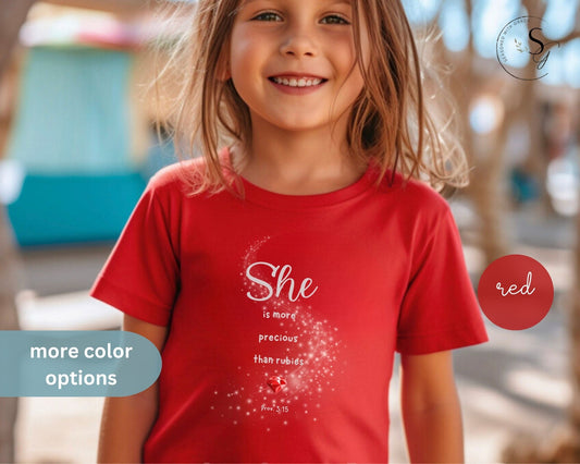 She is more precious than rubies, Youth Short Sleeve Tee