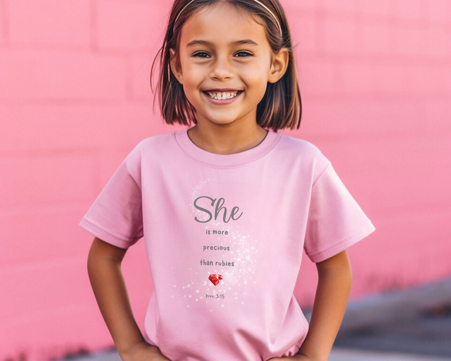 She is more precious than rubies, Youth Short Sleeve Tee