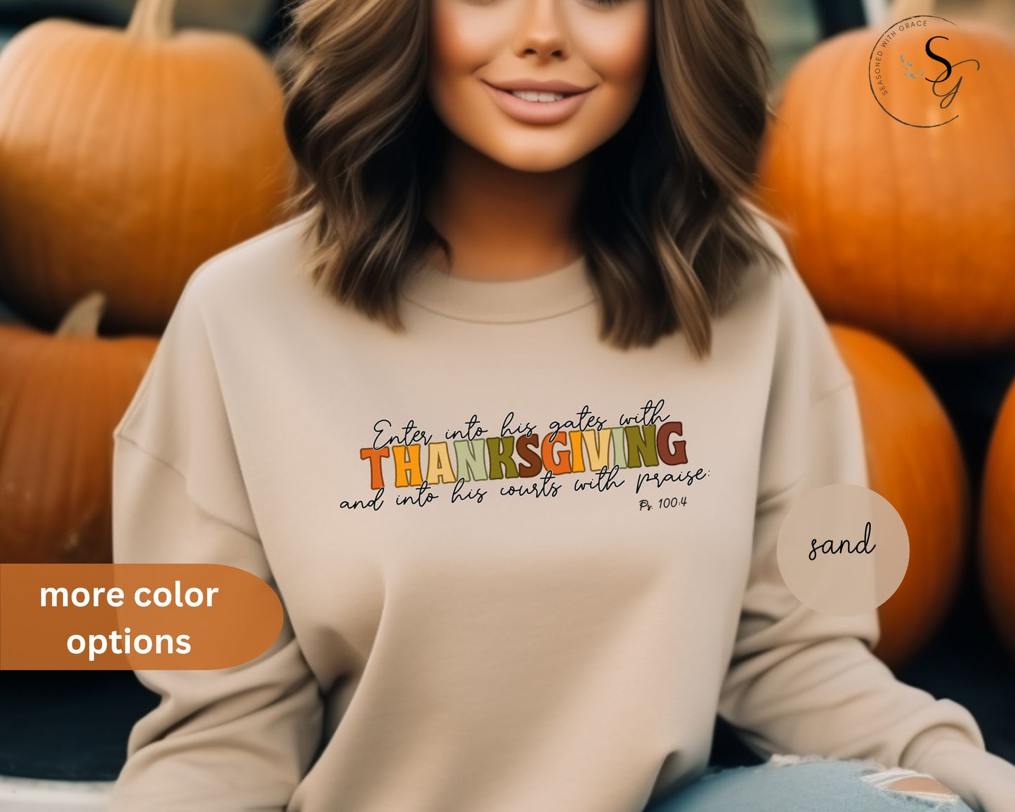 Enter into his gates with thanksgiving | KJV | fall Unisex Crewneck Sweatshirt