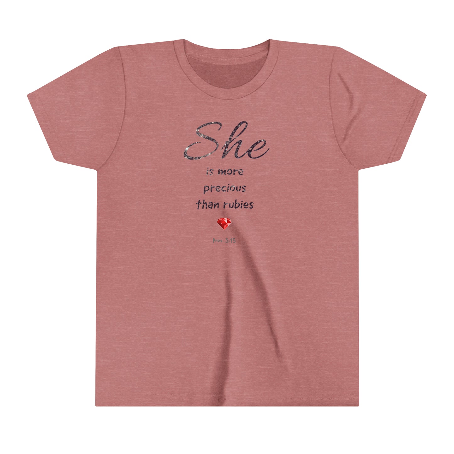 She is more precious than rubies, sparkle, Youth Short Sleeve Tee