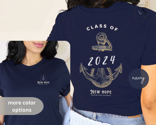 Class of 2024 | Anchor theme | front and back | Unisex Jersey Short Sleeve Tee
