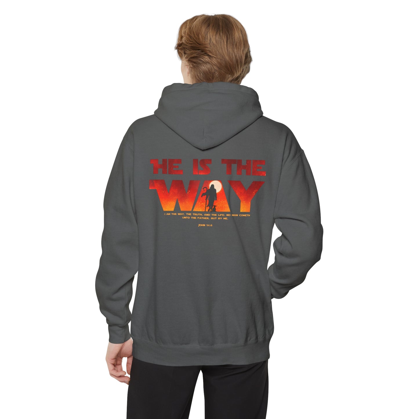 Comfort Colors | HE is the way | Star Wars vibe | KJV faith | premium Hooded Sweatshirt