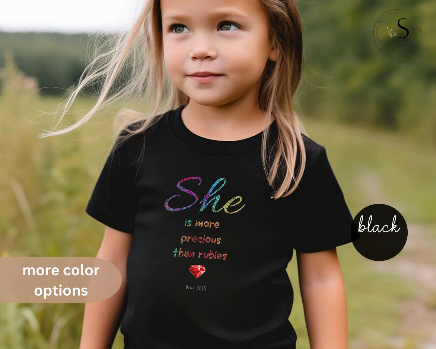 She is more precious than rubies, sparkle, Youth/toddler Short Sleeve Tee