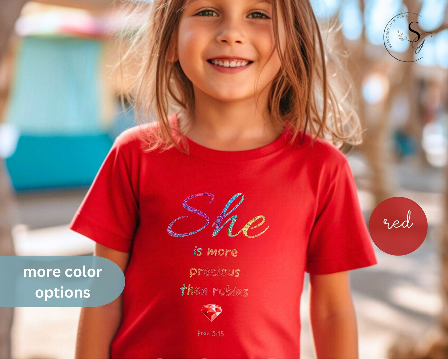 She is more precious than rubies, sparkle, Youth Short Sleeve Tee