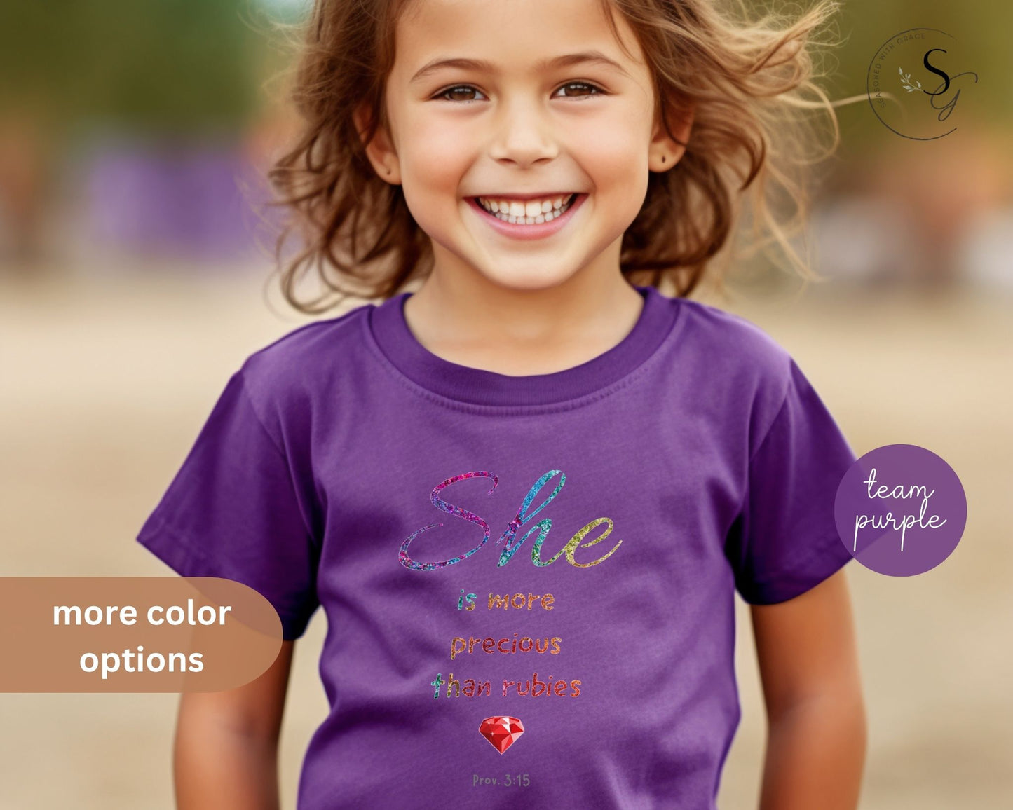 She is more precious than rubies, sparkle, Youth Short Sleeve Tee