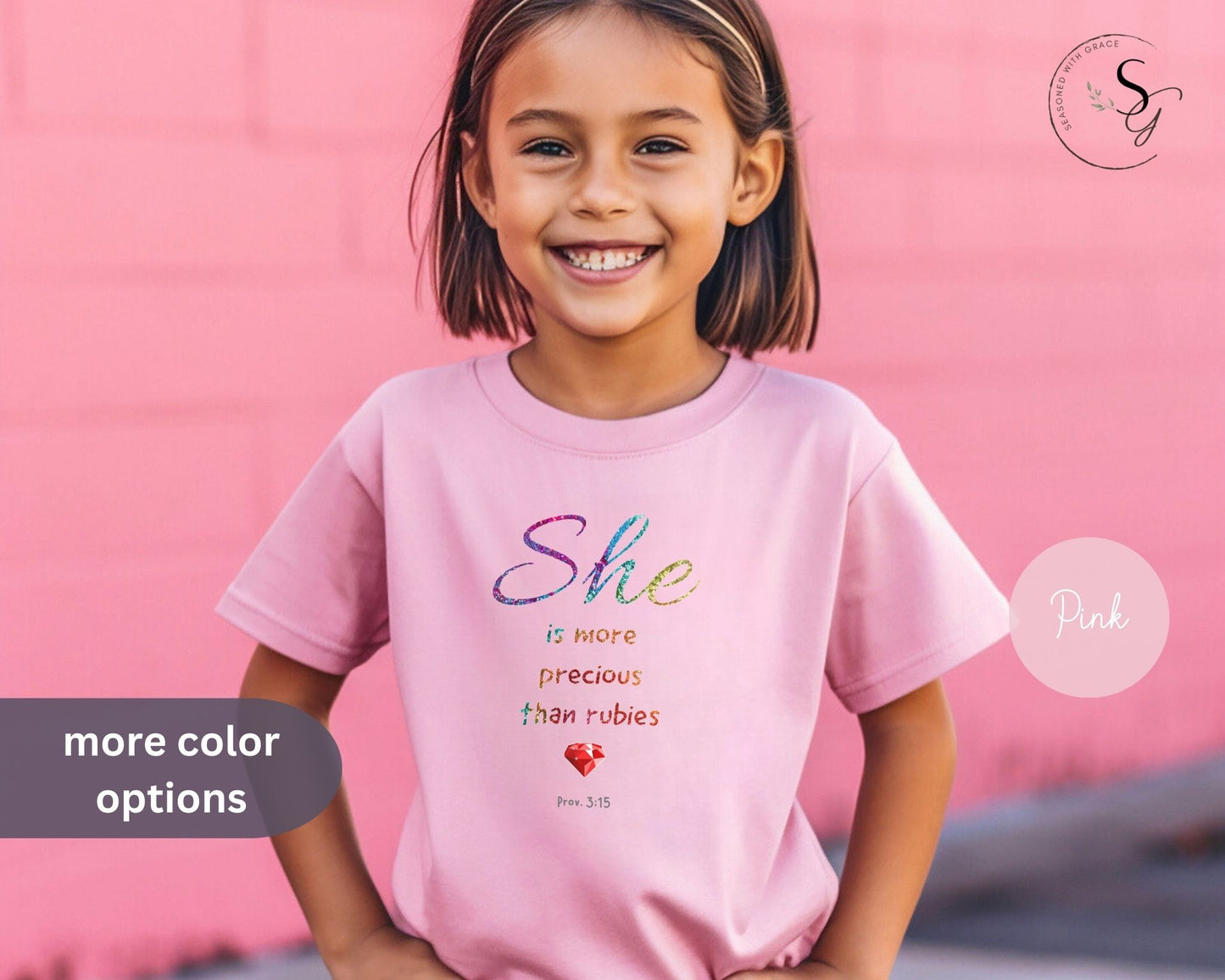 She is more precious than rubies, sparkle, Youth/toddler Short Sleeve Tee