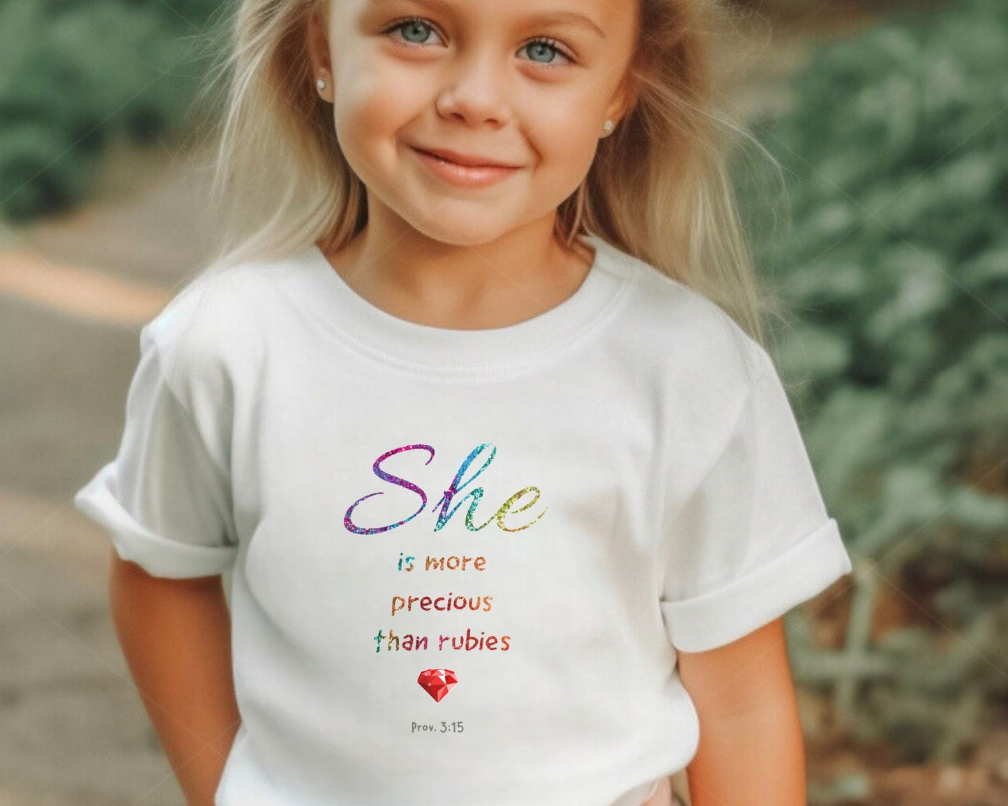 She is more precious than rubies, sparkle, Youth Short Sleeve Tee